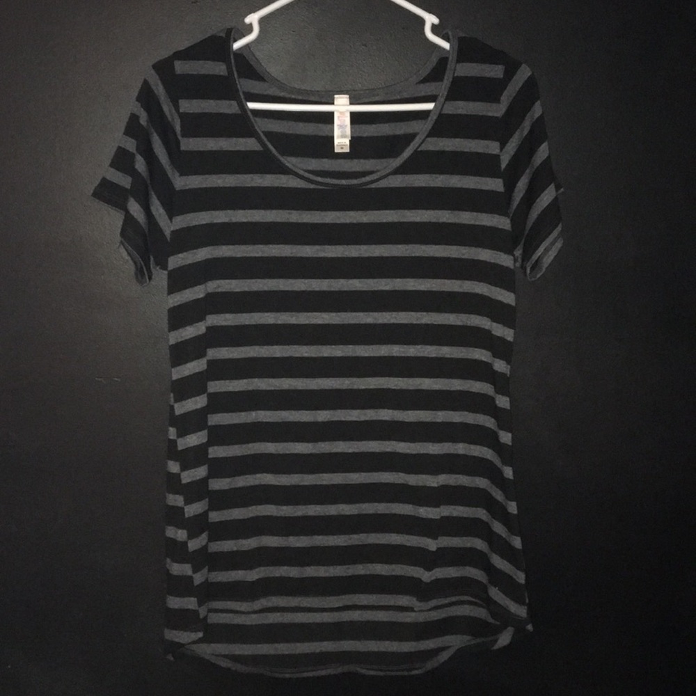 LulaRoe Black And Grey Striped T Shirt